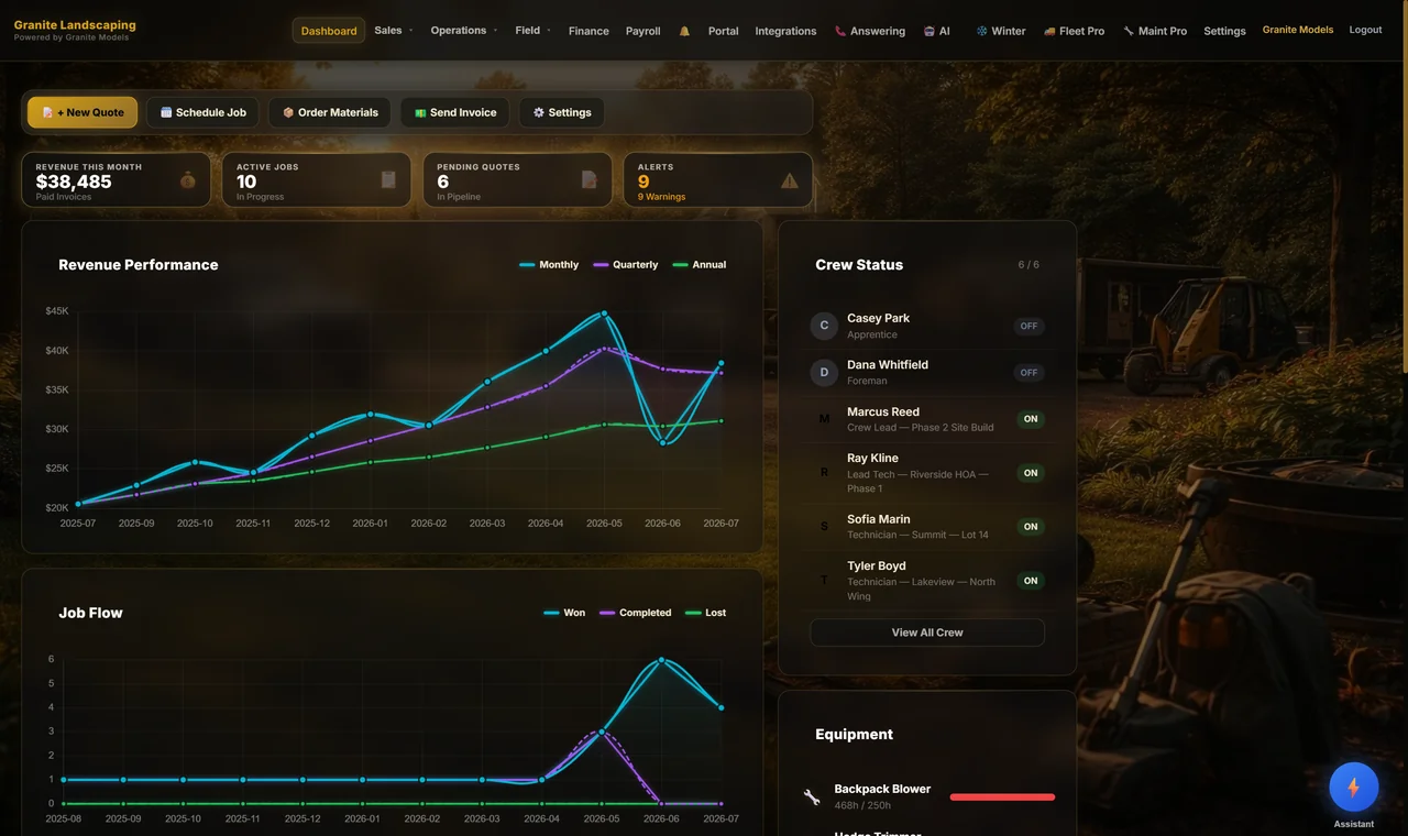 Landscaping dashboard demo